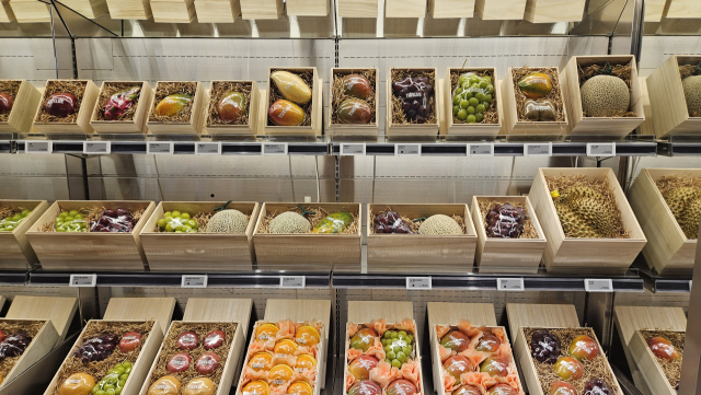 10일 서울 강남구 청담동에 문을 연 '하우스오브신세계 청담'에서 과일이 진열돼 있다. 김지영 기자