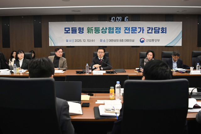 여한구 산업통상부 통상교섭본부장이 10일 서울 중구 대한상공회의소에서 모듈형 신통상협정 전문가 간담회를 주재하고 있다. 사진 제공=산업부